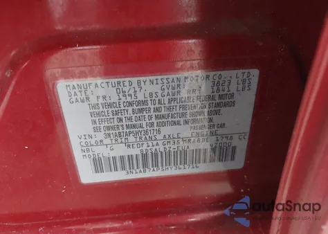 2017 Nissan Sentra Sv from USA, damaged, VIN 3N1AB7AP5HY361716